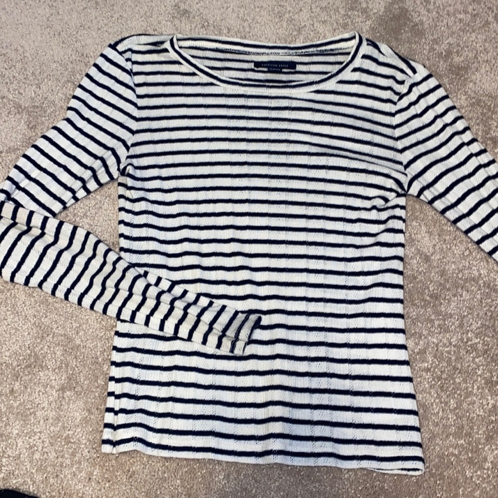 American eagle striped and stretchy long sleeve, size small